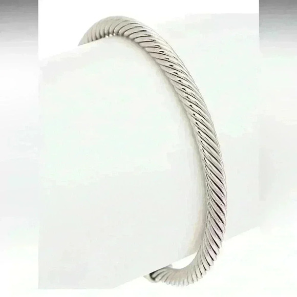 Juvell 18K Two-Tone White and Yellow Gold Plated Turquoise Bangle Sz 6.5” - 7.5” - Picture 2 of 2